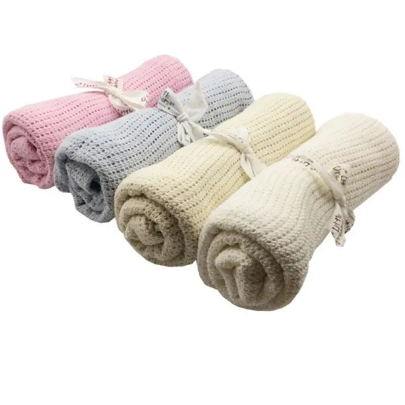 

Baby Blanket Newborn Knitting Blanket INS Breathable Infant Crib Cover Summer Baby Bath Towel Swaddle Wrap Soft Cotton Blanket