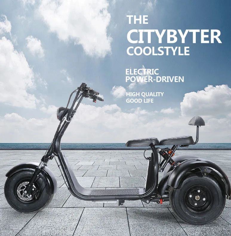 1500 Вт Электрический трицикл 60 в 12AH Citycoco 18 дюймов электрический скутер Ebike литиевая батарея Fat Tire Электрический велосипед Снежный велосипед