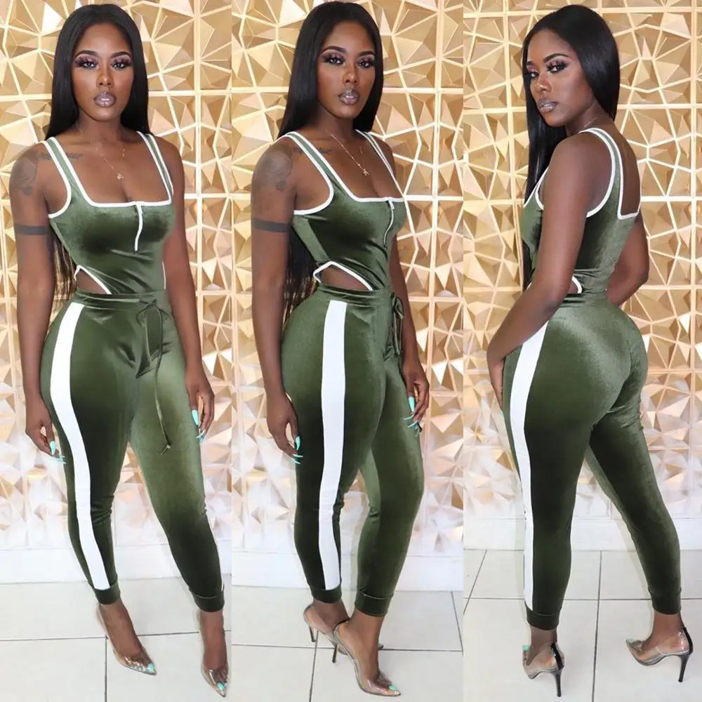 deep green suit Adogirl/цветной Бархатный комплект из двух предметов в стиле пэчворк; женский спортивный костюм на молнии; топ-боди; брюки-карандаш; коллекция года; сезон осень; Модный повседневный костюм - Цвет: deep green suit