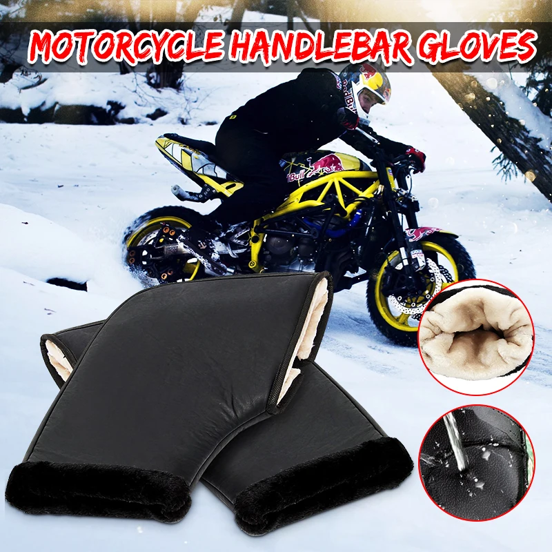 Scooter Motorcycle Gloves Mitts Winter Warmer Quad Bike Handlebar Hand Fur Muffs 