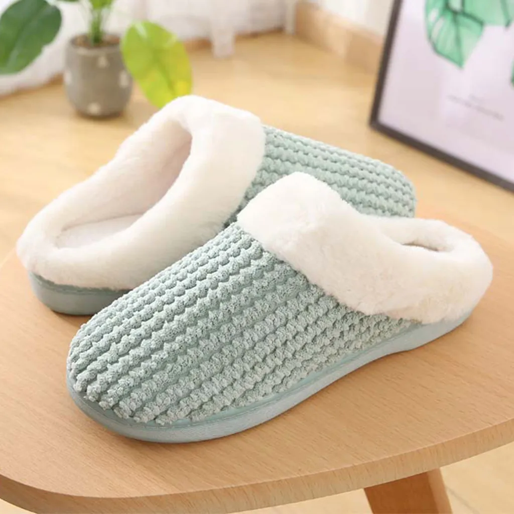 

Slippers Women Warm Anti-slip Shoes Woman Lattice Printed Indoor Flat With Flops 2020 Casual Slippers Women Zapatos De Mujer