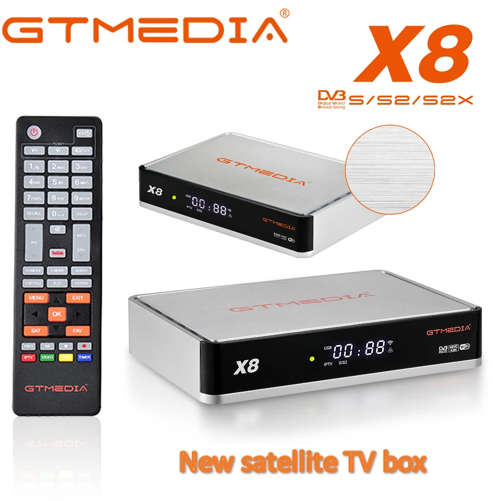 2020 NEUE Satellite TV box update von V8 Nova V8X GTMEDIA X8 DVB-S/S2/S2X Gebaut in 2,4G wifi H.265 schnelle geschwindigkeit TV decoder DVB