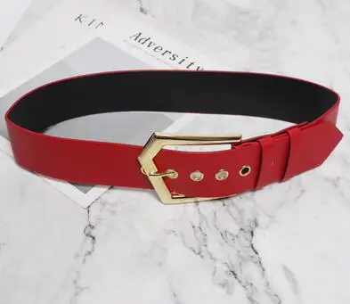 red Женское подиумное модное женское платье из искусственной кожи с золотой пряжкой, корсеты, пояс, ремни, украшение, широкий пояс R2412 - Цвет: red