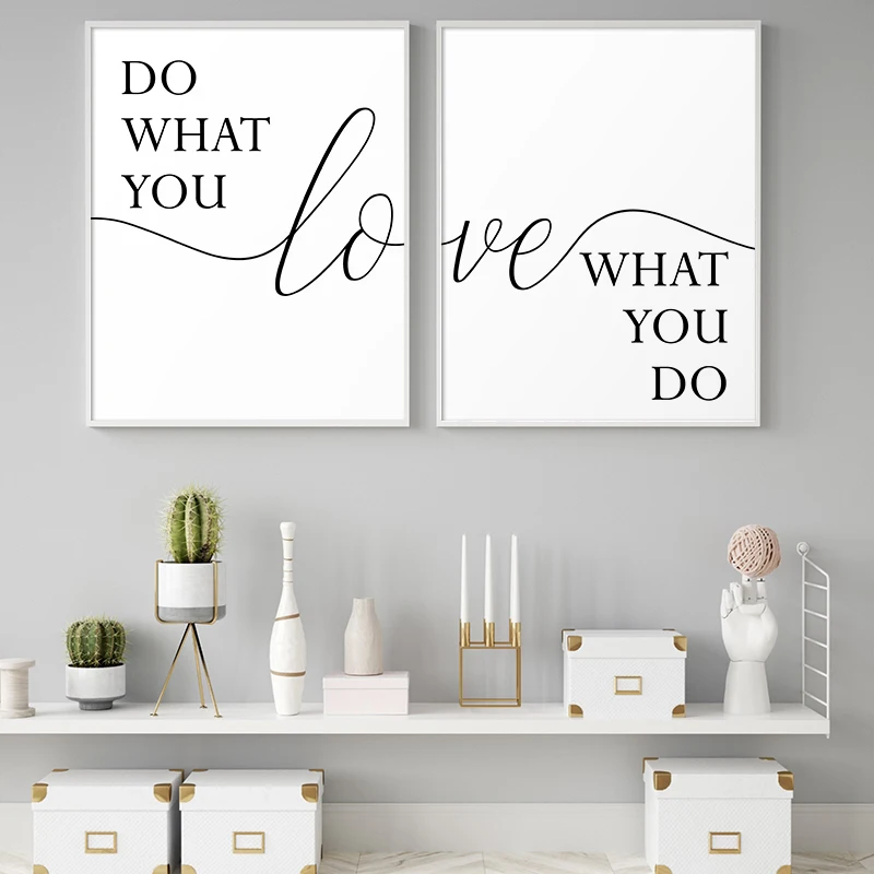

Nordic Minimalist Canvas Painting Poster and Prints Black White Love Quote Wall Art Pictures Dining Room Decor Office Wall Decor