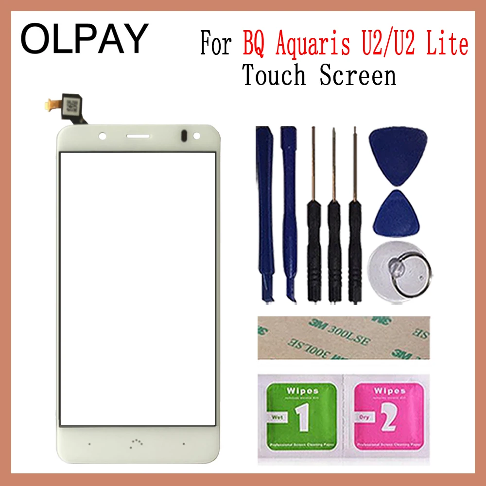 White With Tools OLPAY 5,2 ''сенсорный экран для BQ Aquaris U2/U2 Lite сенсорный экран стекло дигитайзер панель объектив сенсор Ремонт Бесплатный клей+ салфетки - Цвет: White With Tools