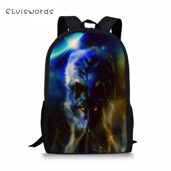 CDWX3774C ELVISWORDS модный детский рюкзак с принтом волка из мультфильма, школьный рюкзак для малышей, крутой рюкзак для путешествий с животными - Цвет: CDWX3774C