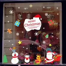Pegatinas de Navidad с мультяшными принтами para escaparate de Вентана extraíble Санта Клаус muñeco de nieve decoración del женщины в китайском стиле a