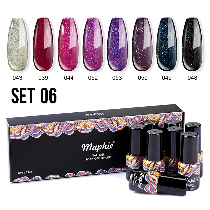 SET 06 Maphie 8 шт./лот, термогель-лак для ногтей, хамелеон, Гель-лак для ногтей, наборы, впитывающий Полупостоянный Блестящий лак для ногтей - Цвет: SET 06