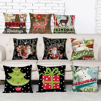 

Christmas Santa/Elk/Gift Box Throw Pillow Case Cushion Cover Sofa Bed Pillowcase Caristmas Decoration For Home Xmas Party Decor