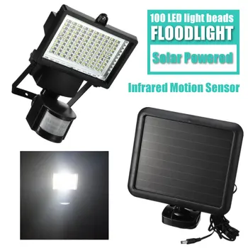 

Solar Powered Floodlight Spotlight 100 LED Projector Lamp Infrared Motion Sensor Security Street Light Outdoor Garden PIR Lamp