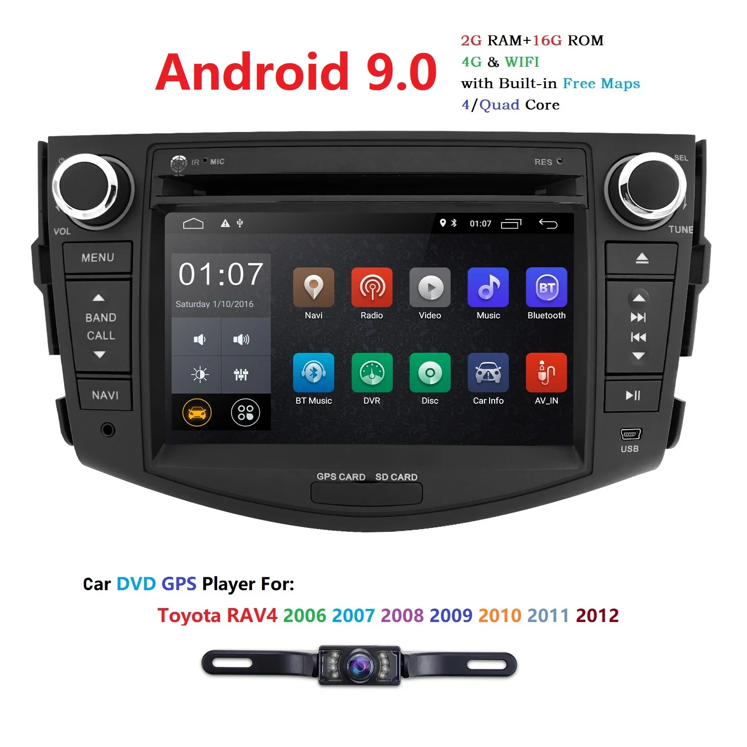 7\ 2 din Android 9.0 car dvd player Car Radio for Toyota RAV4 Rav 4 2007 2008 2009 2010 2011 Multimedia Autoradio gps navigation