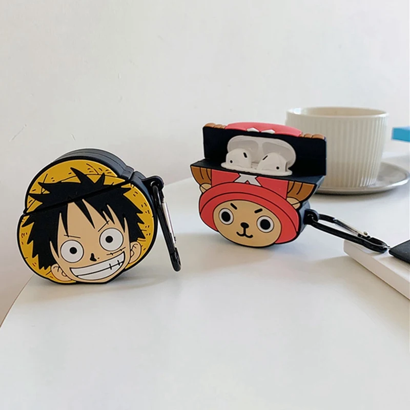 Аниме one piece Bluetooth наушники чехол для Airpods милый защитный чехол для Airpods 2 аксессуары с брелком 3D дизайн
