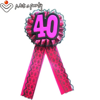 

12pcs 2020 event party vintage lace ribbon brooch sexy 40 for birthday wedding souvenir girls hens night out happy birthday