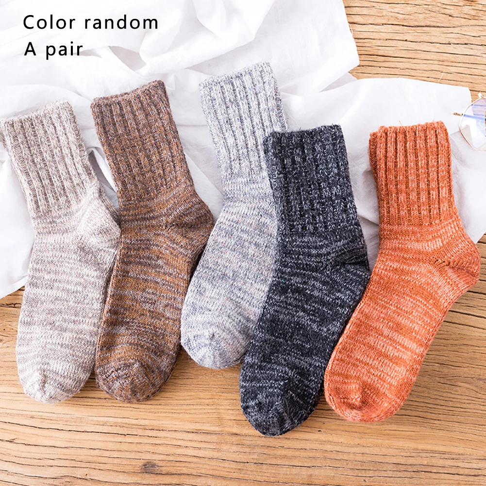1 пара, мягкие стрейч ежедневно Однотонная повседневная обувь разные цвета Для женщин носки до середины ноги легкий осень-зима Толстая приятная на ощупь теплая