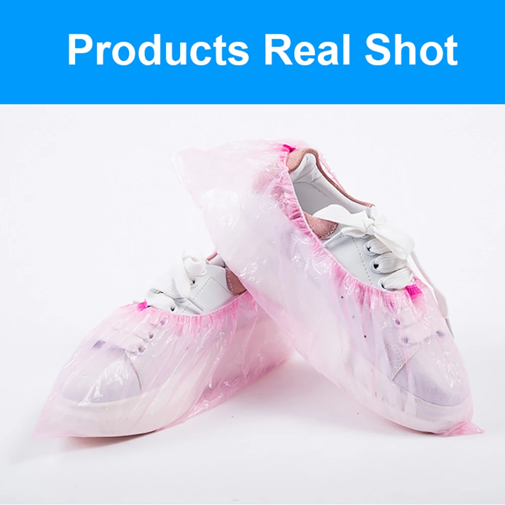 100pcs Plastic Waterproof Disposable Shoe Covers Rainy Day Carpet Floor