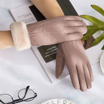 

Women Winter Velvet Touch Screen Gloves Warm Fleece Full Finger Cashmere Mittens Windproof Elegant Glove Female Girl #L10