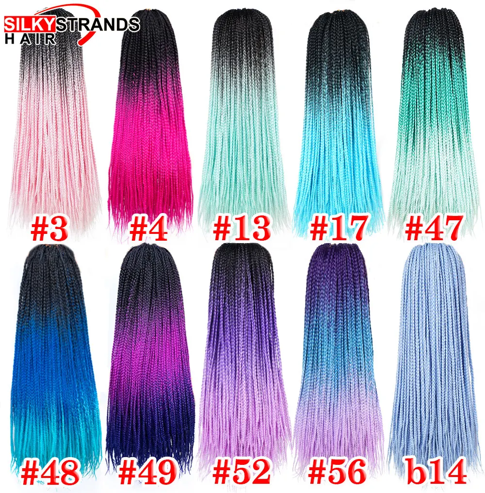 Hair-Extensions Braiding-Hair Afro Pre-Stretched Crochet-Box Ombre Synthetic 24inch 