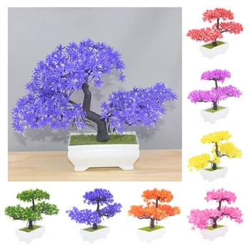 

Artificial Potted Plant Bonsai Plastic Flowerpot Ornaments Fake Flowers Home Garden Desk Decoration Simulation Bonsai Craft