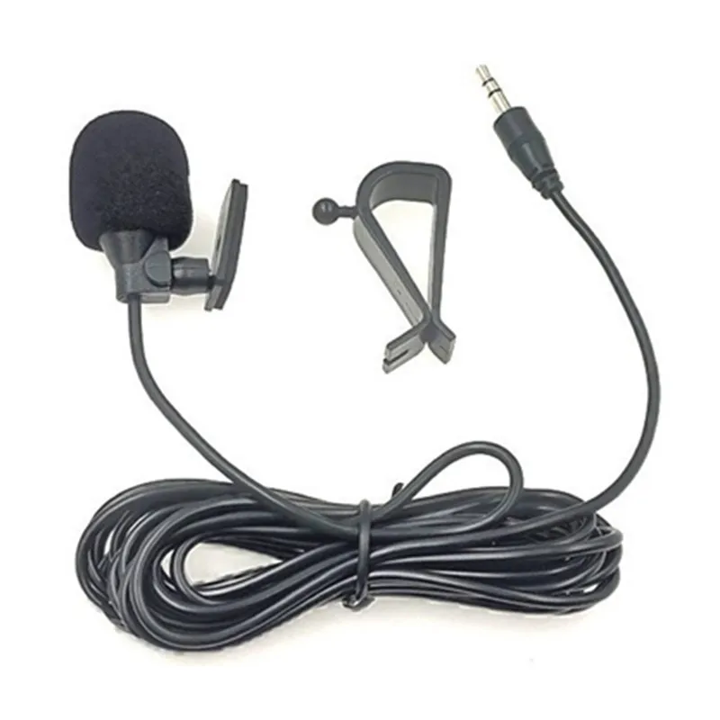 Micrófono Audio coche 3,5mm Clip Jack Plug Mic estéreo Mini micrófono externo con cable para Auto DVD Radio 3m de largo