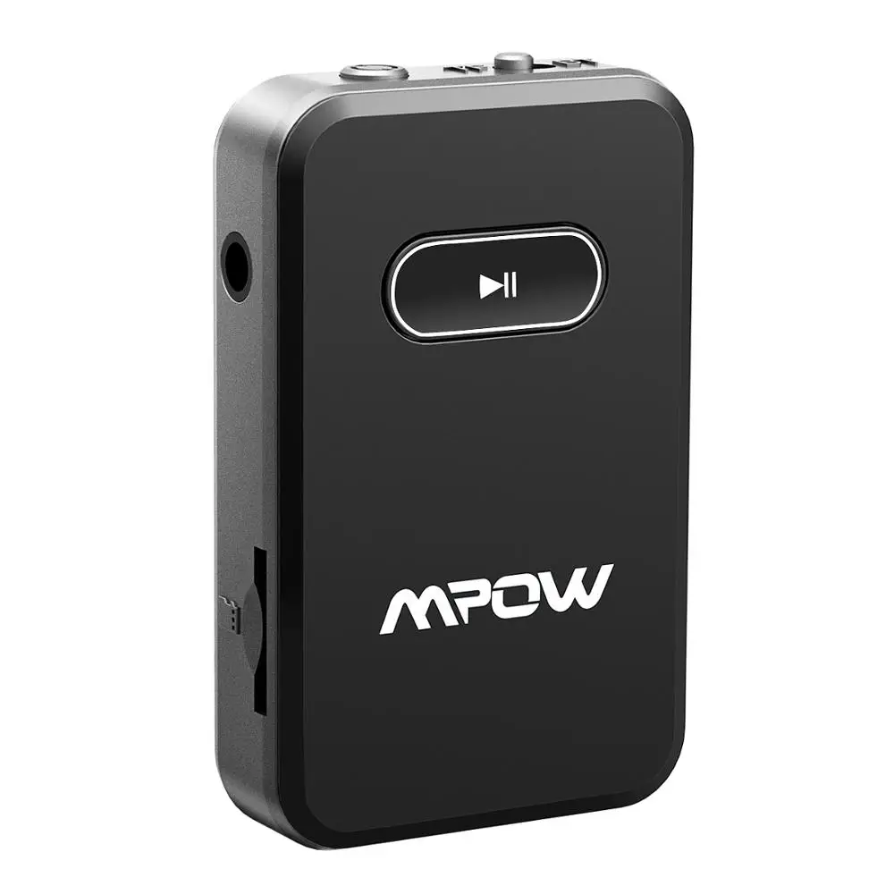 Black Mpow BH182 Bluetooth адаптер Bluetooth 4,0 приемник Поддержка TF карты с 8H воспроизведения шумоподавления микрофон громкой связи для автомобильного аудио - Цвет: Black