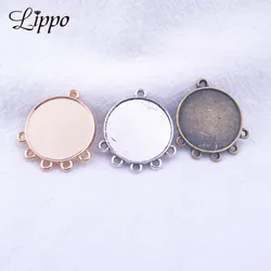 30pcs Antique Silver Bronze Earring Connectors 14mm 16mm 20mm Cabochon Base Earrings Setting Hanging Ear DIY  Statement Jewelry