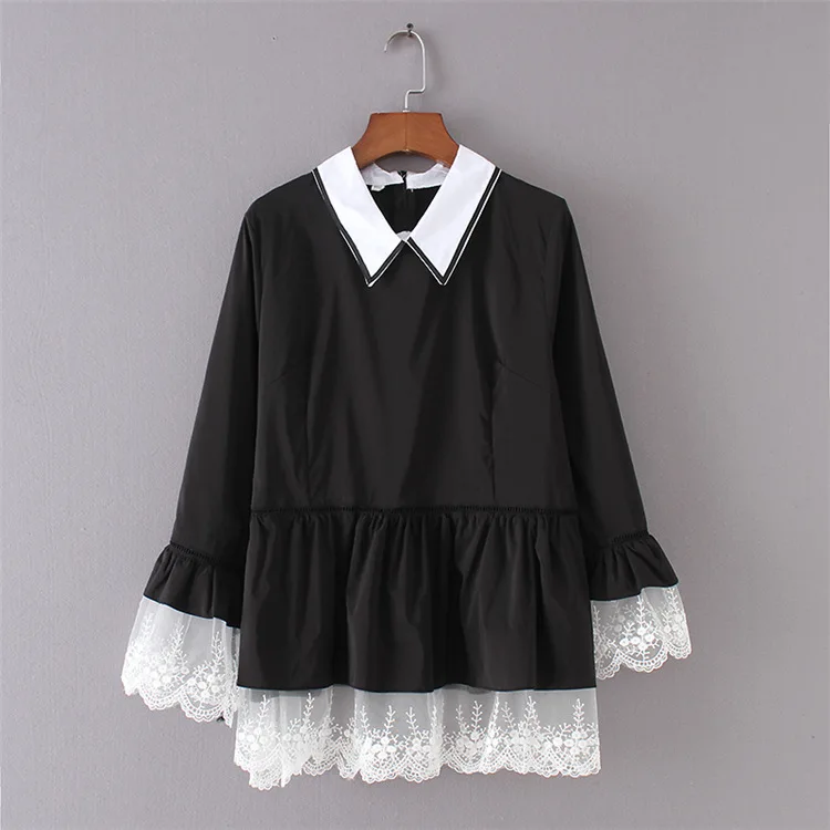 

Hight Quality Spring Creases Fabric Design Lace Women's Dresses Plus Size 3XL-6XL Autumn Big Size Women's Blouse Dresses