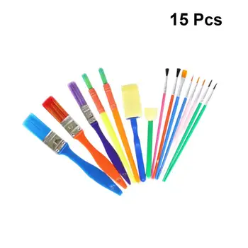 

15Pcs Kids Art and Craft Painting Drawing Tools Mini Sponge Brush Set Fun Kits Early DIY Learning(Colorful)
