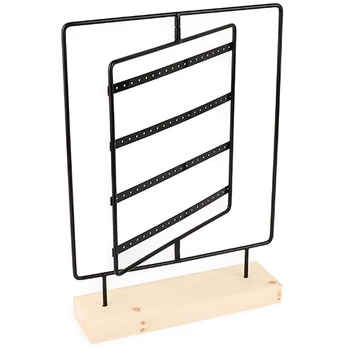 

Rotatable Earring Holder Wooden Base Metal Earring Holder Jewelry Display 76-Hole Earring Stand Jewelry Hanger Display