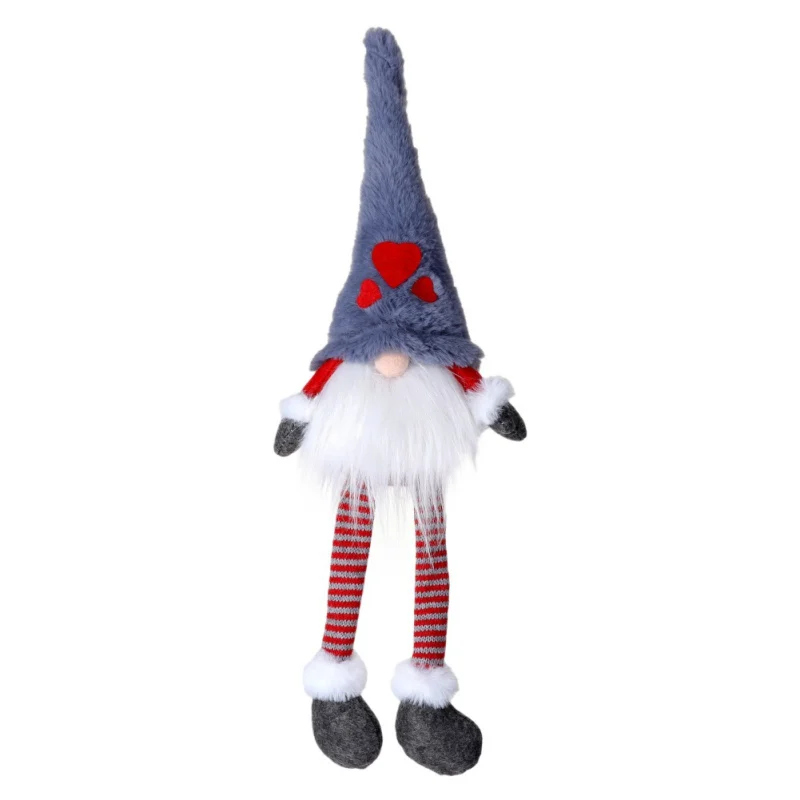 Кукла санта гном с длинными ногами, нордическая ниссе сокербит, гном эльф, ручная работа, шведская мягкая игрушка, домашние украшения, рождественский санта - Цвет: C