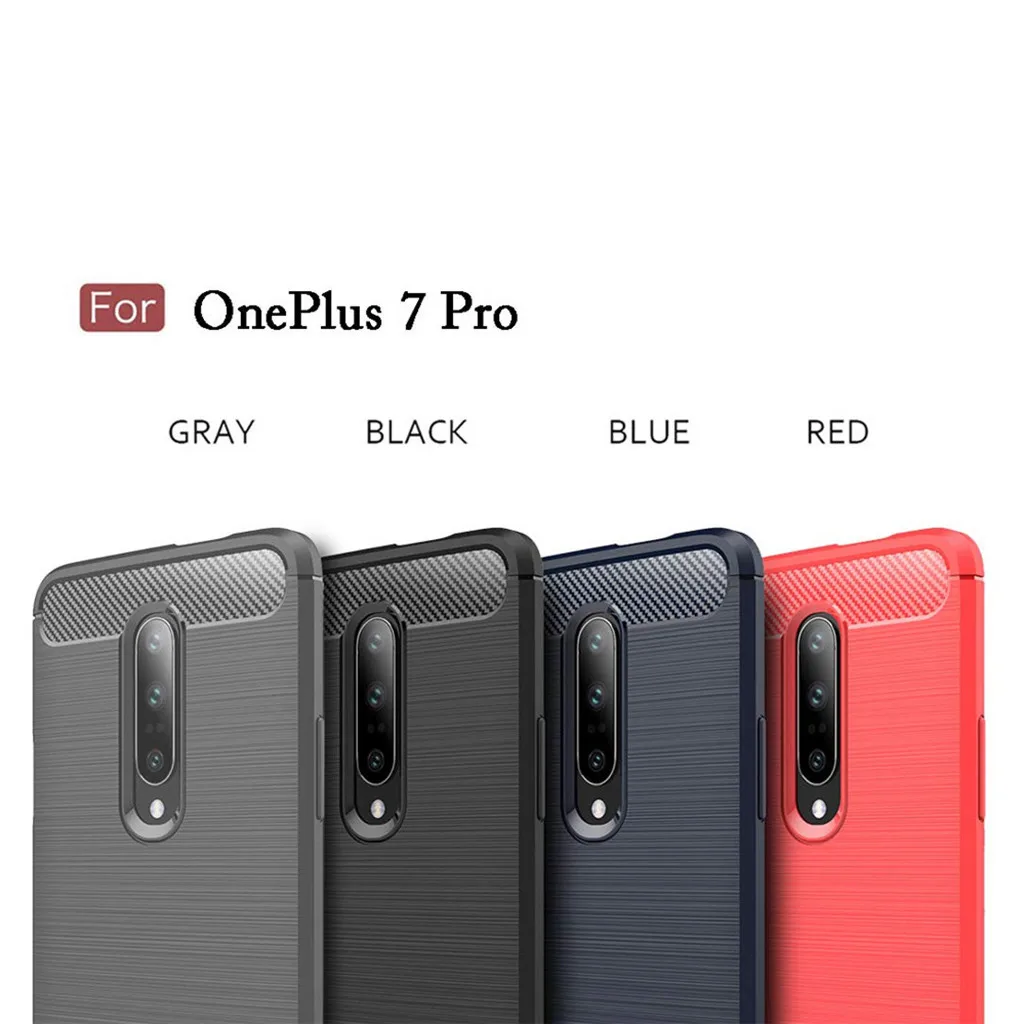 For Oneplus 7 Pro 6.7 inch Luxury Silicone Rubber Protective Hard Phone Case Dirt-resistant Slim Cover Carbon fibre Hard Case