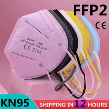 Masque de protection KN95 ffp2/FFP3, 5 couches, anti-poussière, 1 à 100 pièces