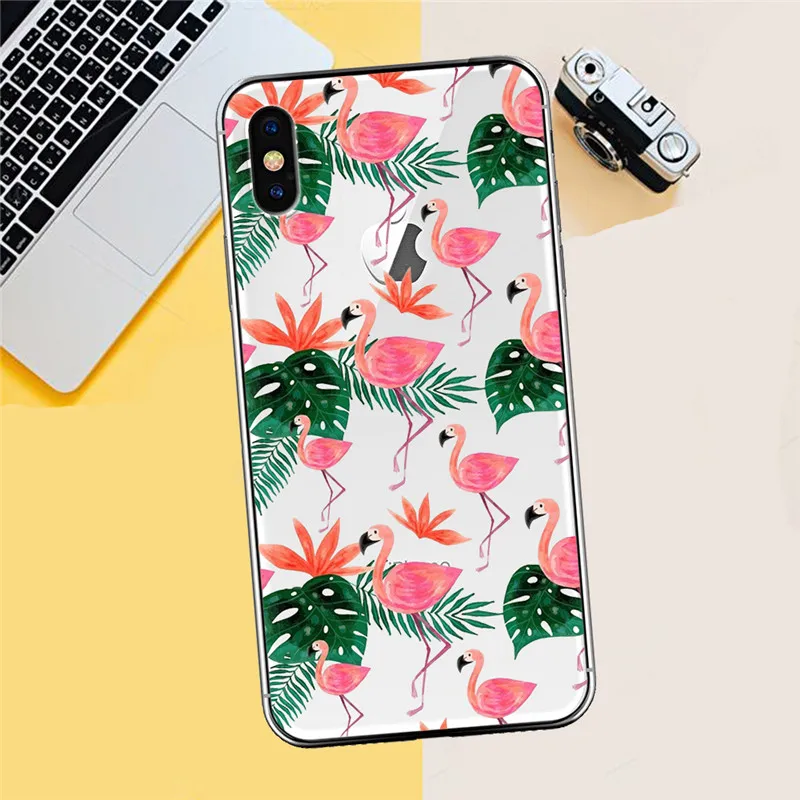 Фламинго роскошный для iPhone X XR XS Max 5 5S SE 6 6S 7 8 Plus чехол для телефона Funda Coque Etui capa оболочка capinha animal