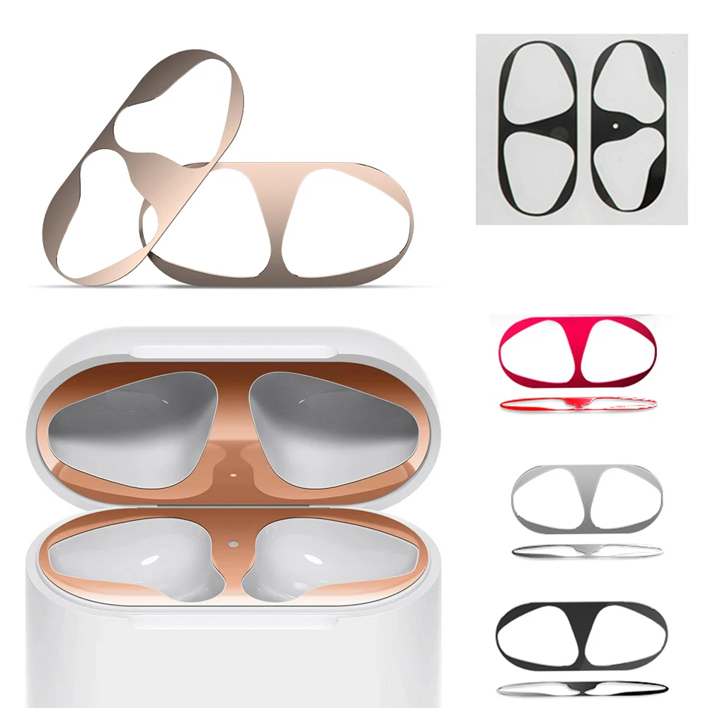 Один комплект, металлическая Пылезащитная наклейка для Apple AirPods, чехол, пылезащитная защитная наклейка, защитная пленка для Air Pods, аксессуары