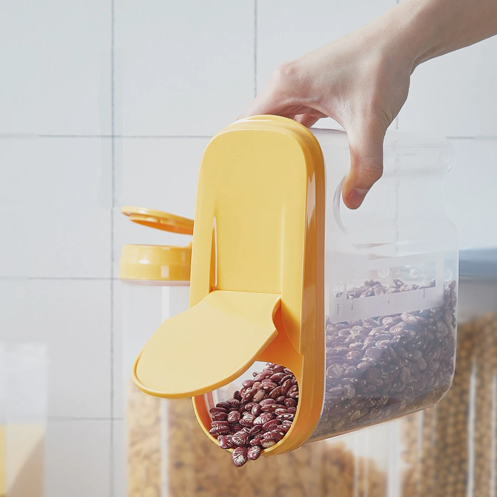 

Food storage container Cereal Dispenser Storage Box Kitchen Food Grain Rice Container Transparent Sealed Cans Kitchen Storage