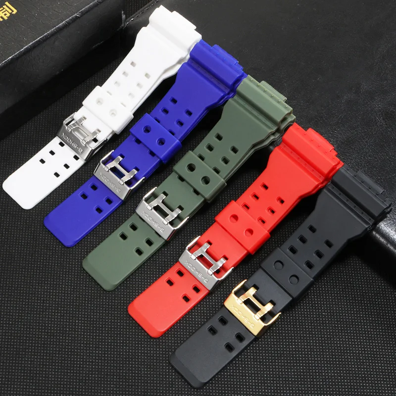 Silicone watch band 16mm black white yellow red blue with pin buckle