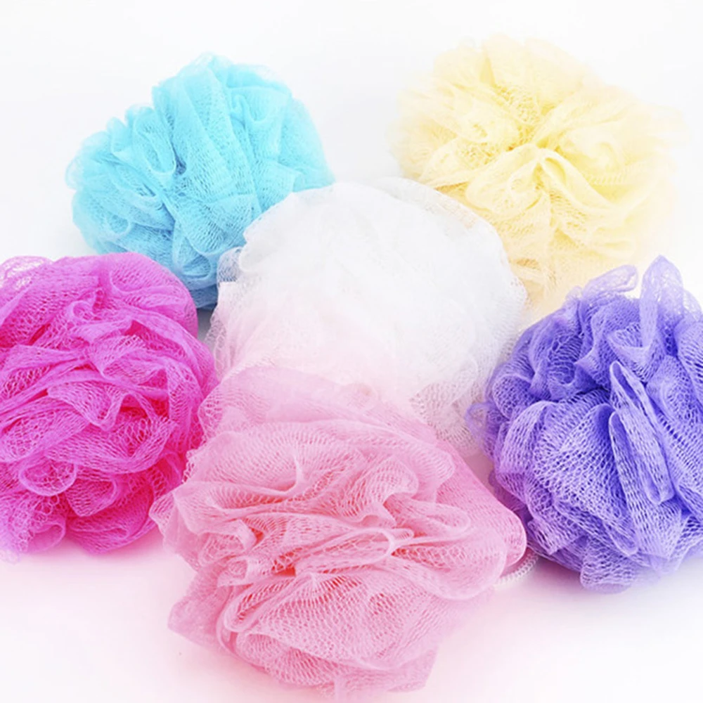 

2pcs/10pcs Soft Body Bubbles Sponge Bath Ball Nylon Scrubber Loofah Mesh Net Ball Cleaning Bath Sponge Multi-color Shower Flower