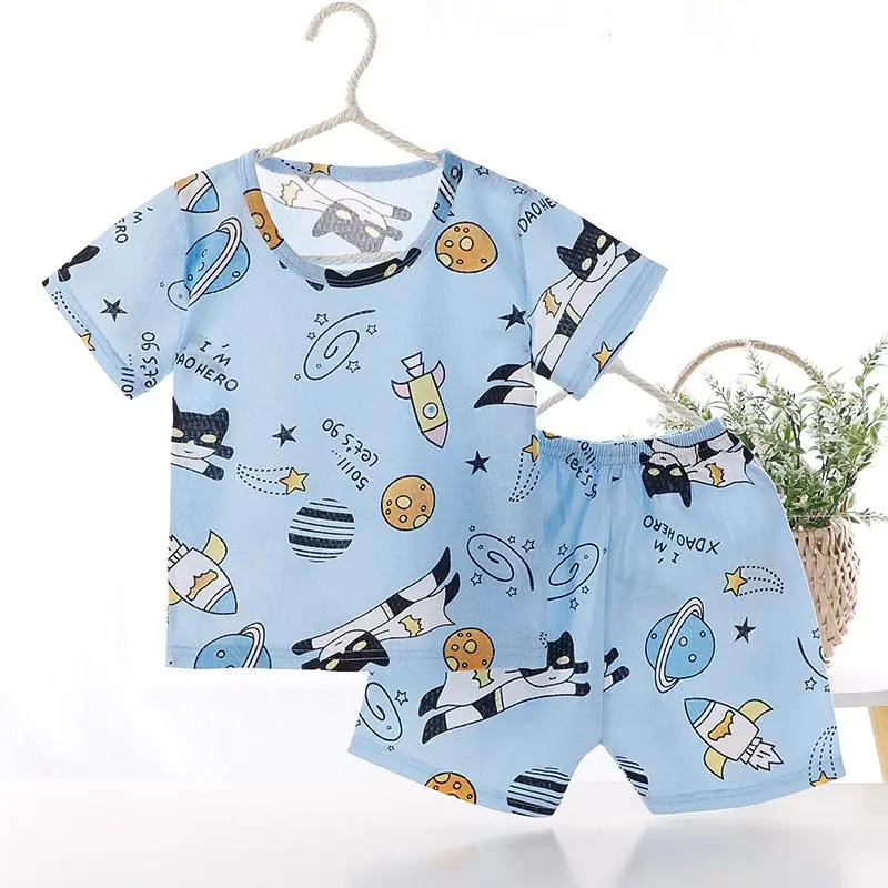 baby boy clothing sets cheap	 Children's Pajama Suit Cotton Home Clothes Summer Air Conditioning Clothes New Thin Baby Girls Boys Clothes 2-piece Clothing Sets cheap Clothing Sets