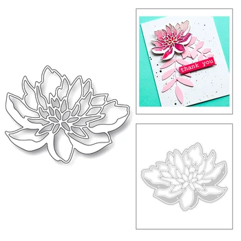 

2020 New Plant Lotus Flowers Texture Embossing Layering Metal Cutting Dies For Making Greeting Card Paper Scrapbooking No Stamps