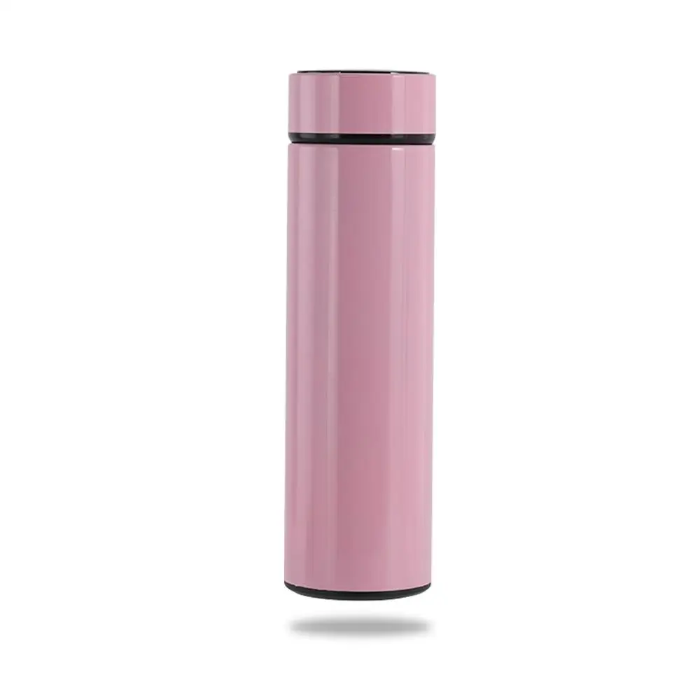 Герметичная чашка из нержавеющей стали с вакуумной изоляцией, умная чашка для воды, кружки для путешествий, светодиодный сенсорный экран, температурный дисплей и фильтр - Цвет: Pink