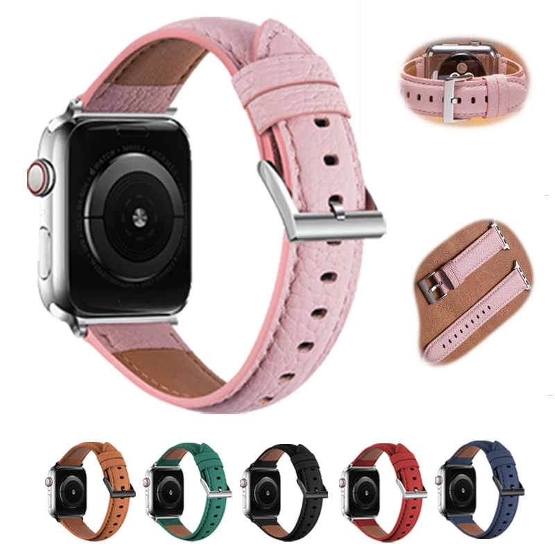 

Ремешок из натуральной коровьей кожи для Apple Watch band 44 мм 42 мм 40 мм 38 мм, браслет для iWatch SE 6 5 4 3 2, браслет