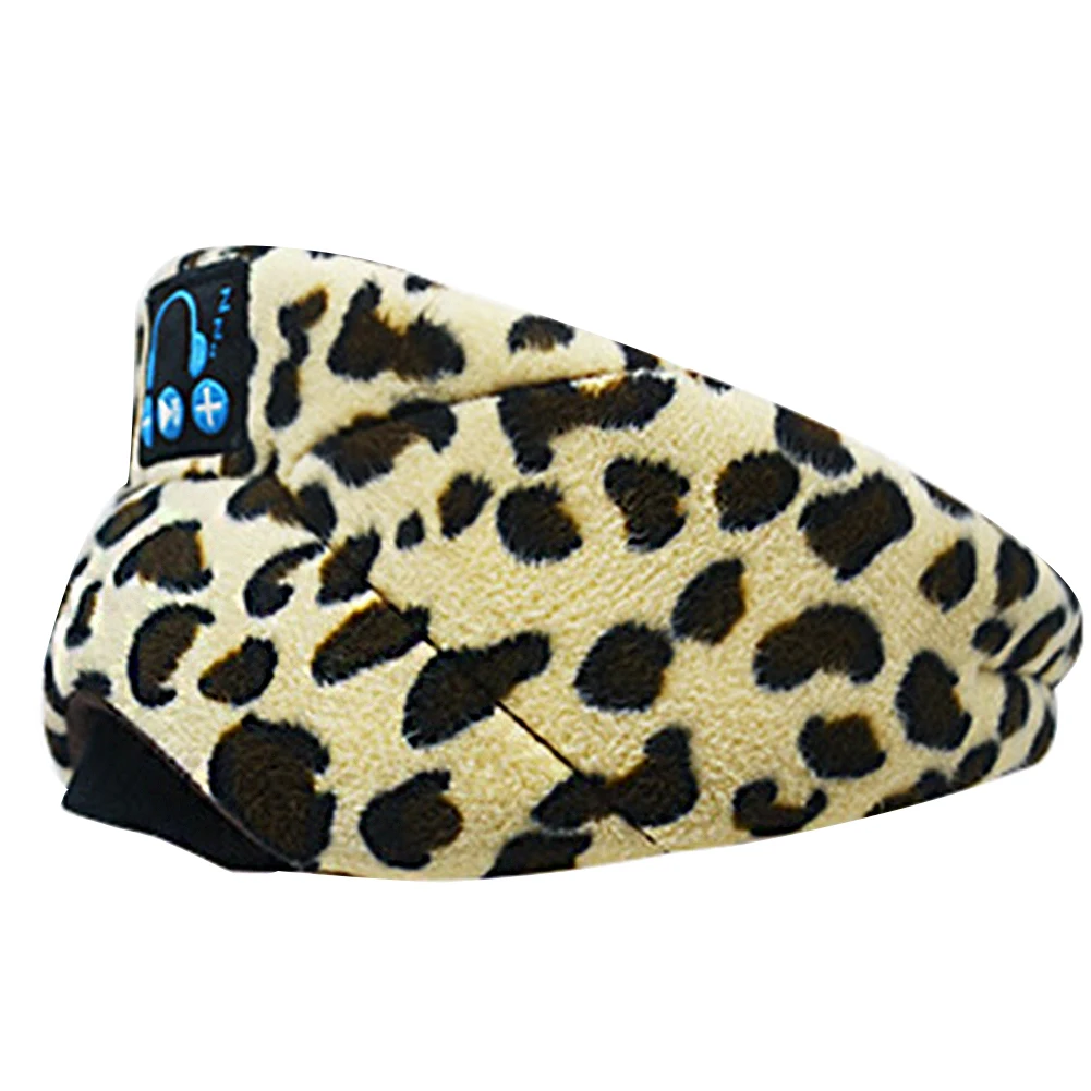 Leopard Bluetooth 5,0 Ультратонкий дышащий наушники, гарнитура для прослушивания музыки беспроводная Двусторонняя стерео с микрофоном для путешествий моющаяся маска для глаз вызов - Цвет: Leopard