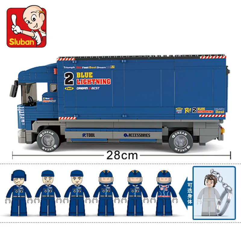 

Small Luban Educational M38-b0357 F1 Blueray + Building Blocks Freight Truck Group