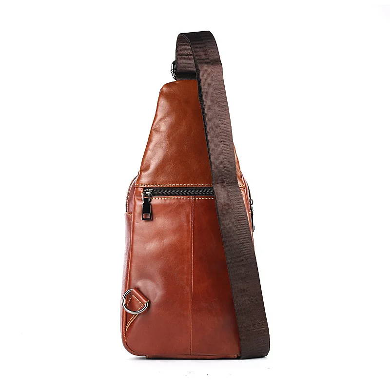 

Men Chest Pack Trend Casual MEN'S Real-leather Bag Men's Chest Bag First Layer Oil Cowhide Bag