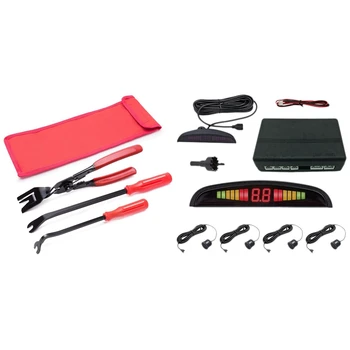 

1Pcs Auto Decorative Strip Wedge Set Door Deco Strip Removal Tool & 1Pcs 4 Sensors Black Led Display Parking Sensor