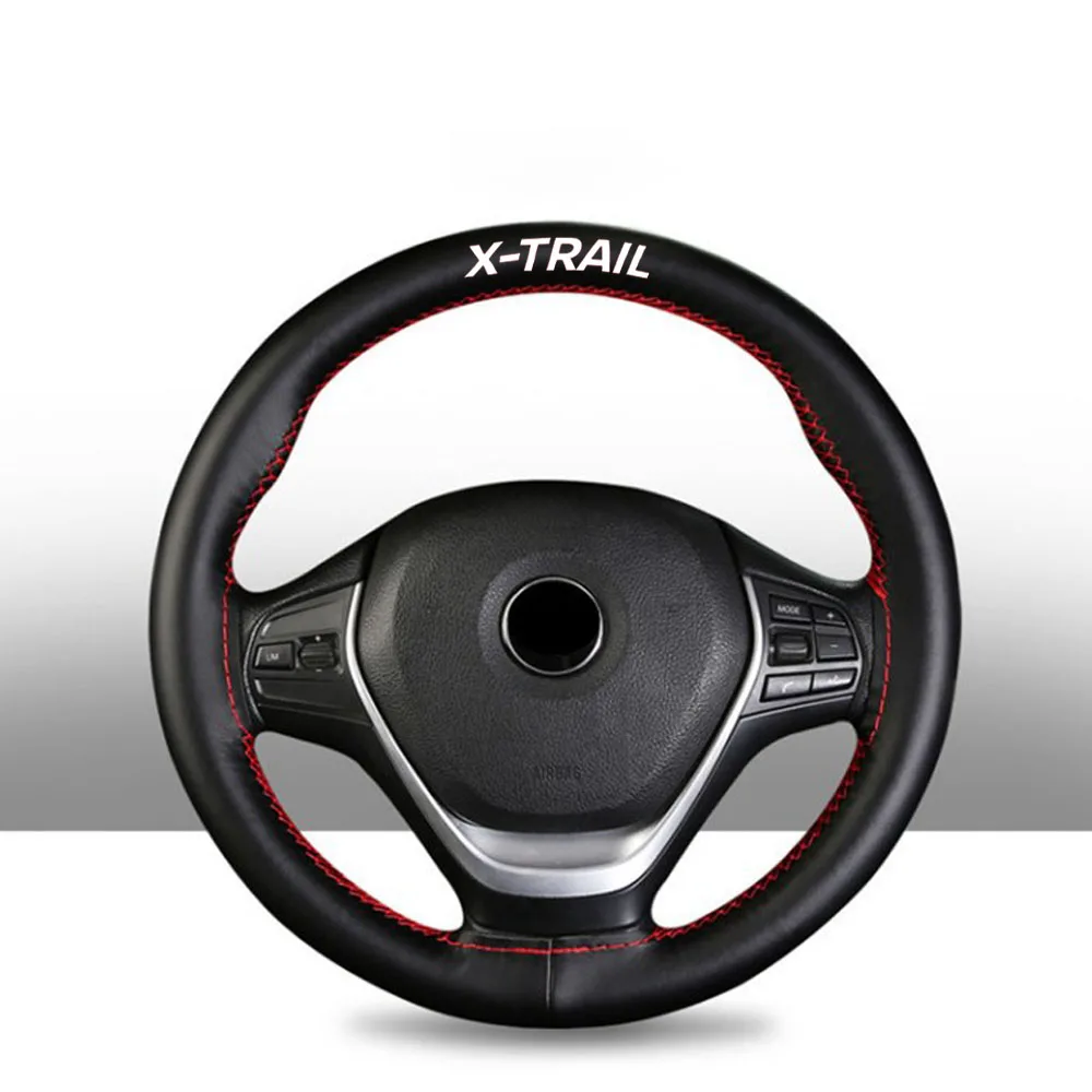 15 дюймов Натуральная кожа Плетеный чехол на руль для Nissan X-trail Xtrail аксессуары для салона автомобиля - Название цвета: Color 1