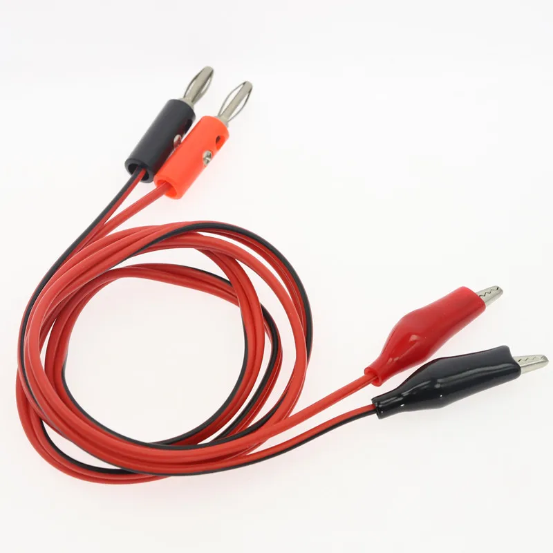 Dual Banana Plug-Alligator Clip Probe Test Silicone Lead Multimeter Cable Length 1 M