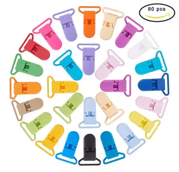 

80Pcs Plastic Pacifier Suspender Holder Clips Clip Snap Clasp for Baby Toddler