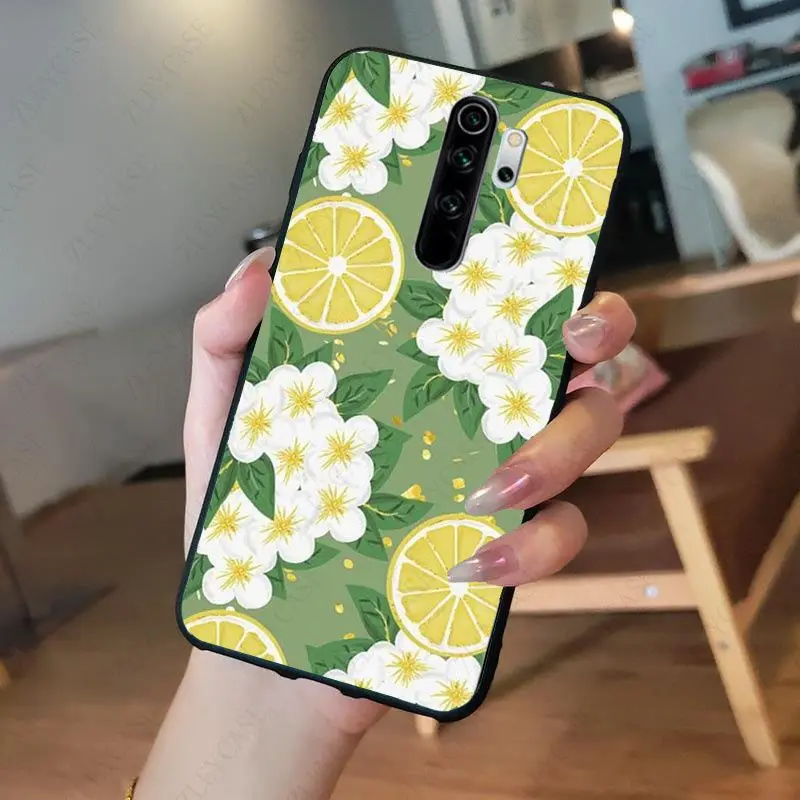 Summer green leaves fruit lemon peach pomegranate grapes Phone Case for redmi note8pro 7 note5 note6pro 7A 8A 8T note9s note9pro xiaomi leather case glass Cases For Xiaomi