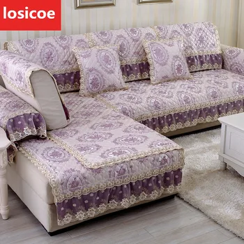 

Luxury Slip-Proof Thickening Linen Sofa Cover Pillow Case High Quality Four Seasons European Living Room Sofa Cover Towel