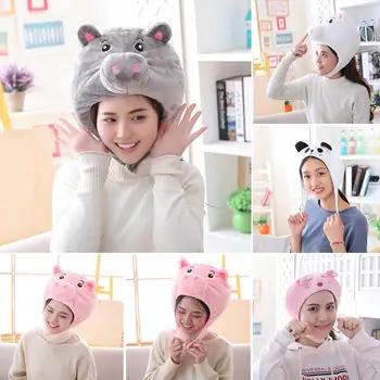 

Cute Panda Animal Earflap Beanie Cap Hat Head Ear Warmer Cosplay Photo Props gift for children On Christmas Costume Warm Fluffy